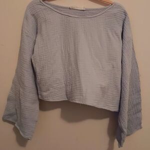 Solai Short Set, Women's Size Small, Blue Cropped Wicker Pattern, Shorts & Top